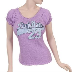 Big Flirt Smocked Graphic Tee Lavendar